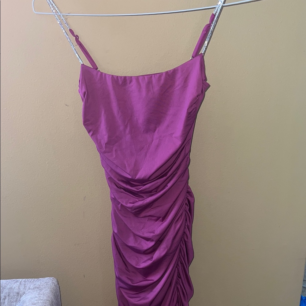 Lucy in the Sky Fuchsia Ruched Mini Dress